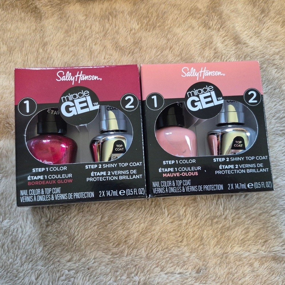 Sally Hansen Miracle Gel Nail Polish Duo Set Bordeaux Glow Mauve-olous 2 Packs